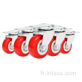 Roulettes pivotantes en PVC rouge de 2,5 pouces